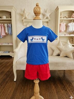 NWT Rylee Faith Designs Patriotic Dino Outfit 🇺🇸